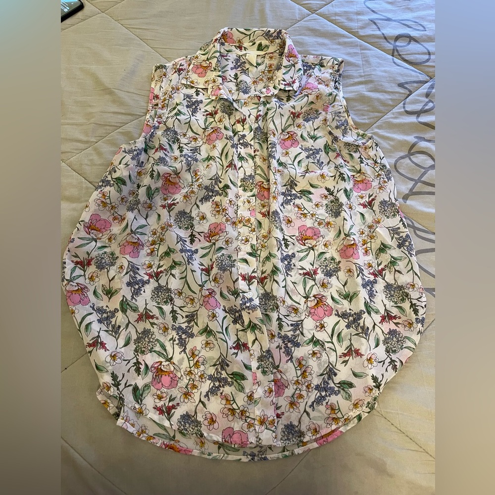 Colorful flowers loose sleeves blouse